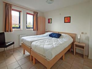 SuameerDetached villa with dishwasher Leeuwarden at 21km的一间卧室配有一张带蓝色枕头的床