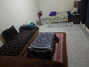 阿加迪尔Chambre chez l'habitant avec famille的客厅配有两张床和两块地毯。