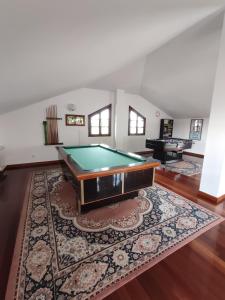 桑提亚纳德玛Villa Marta的一间客厅,客厅内配有一张位于地毯上的台球桌