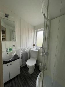 波特里STORR (caravan skye holidays)的一间带卫生间和水槽的浴室