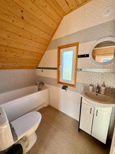 萨比诺瓦Słonecznikowa Dolina的浴室配有白色卫生间和盥洗盆。