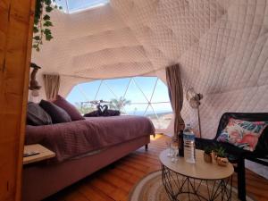 AricoDomes1 Tenerife, lujo con el encanto de acampar的一间卧室设有一张床和一个大窗户