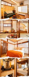东京一戸建民泊 Tokyo St-ar House 東京星宿的一张带床卧室的照片拼在一起