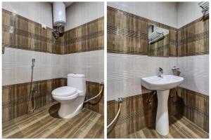 勒克瑙Super OYO Natraj Inn Near SGPGI - Managed by Company的浴室的两张照片,配有卫生间和水槽
