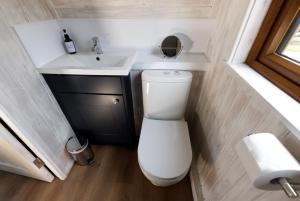 布罗拉North Coast 500 Pods - Brora的一间带卫生间和水槽的小浴室