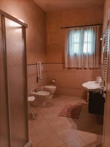 蓬泰代拉Il Casale di David的一间带卫生间和水槽的浴室