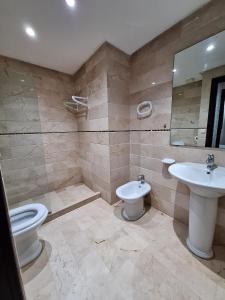 卡萨布兰卡Morocco House的一间带水槽、卫生间和镜子的浴室