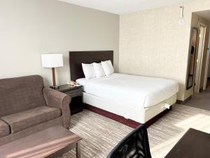 锡达拉皮兹Kiteville Cedar Rapids的酒店客房,配有床和沙发