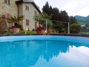 佩夏Villa Camelia Tuscany的一座大蓝色游泳池,位于房子前