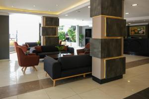 阿拉尼亚Kaila Krizantem Hotel的带沙发和椅子的客厅