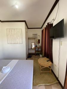 卢纳将军城SHELVES SIARGAO的客房设有一张床和一台平面电视。