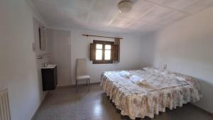 托尔德拉Rural Sant Llop的一间卧室设有一张大床和一个窗户。