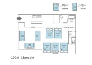 大阪Sakurajima Parkside House A的房间的平面图