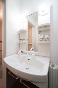 大阪Sakurajima Parkside House B的浴室设有白色水槽和镜子