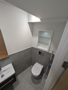 珀利Stunning 1 Bed Studio Flat With FREE PARKING and FREE WIFI in Capella Court Purley的浴室配有白色卫生间和盥洗盆。