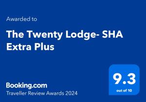 清迈20小屋客栈- SHA Extra Plus的蓝色长方形,加上20号小屋的字句