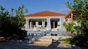 达利安Villa Dionyssos的一座房子前面设有游泳池
