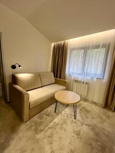 Tsarivka卡里维卡酒店的客厅配有沙发和桌子