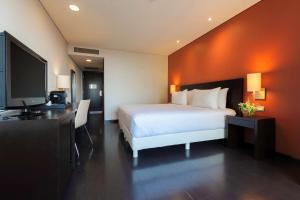 普埃布拉NH普埃布拉历史中心酒店的配有一张床和一台平面电视的酒店客房