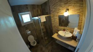 阿拉恰特阿德尔菲亚酒店的一间带水槽、淋浴和卫生间的浴室
