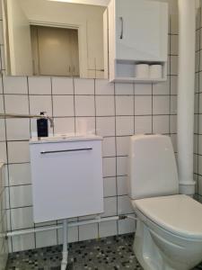 RødovreBayer Apartments Copenhagen的一间带卫生间和水槽的浴室