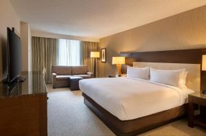 阿林顿华盛顿特区水晶城希尔顿逸林酒店的酒店客房设有一张大床和一台电视。
