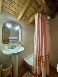 MonteCasa Rural El Salvijo的浴室配有盥洗盆和浴缸。