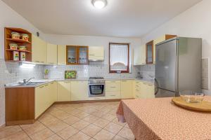 DragatušVineyard Homestead Vrtin - Happy Rentals的厨房配有白色橱柜和不锈钢冰箱