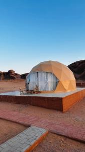 瓦迪拉姆wadi rum fox road camp & jeep tour的沙漠中的一个圆顶帐篷