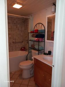 弗利盖特湾希罗夫茨海滩上酒店的浴室配有卫生间、盥洗盆和淋浴。