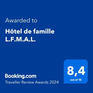 GiatHôtel de famille L.F.M.A.L.的给家庭旅馆发送的手机短信