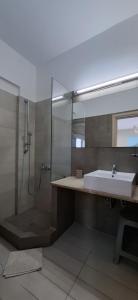 阿齐亚·佩拉加·基西拉佩拉吉亚海滩一室公寓酒店的一间带水槽和淋浴的浴室