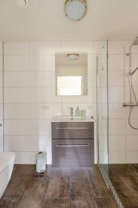 霍尔滕Woonboerderij Dijkerhoek的一间带水槽、浴缸和镜子的浴室