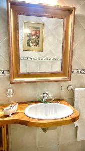 圣卡洛斯-德巴里洛切Casita excelente ubicación的一间带水槽的浴室和墙上的照片