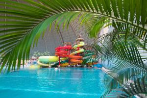 克劳斯尼克热带岛屿度假酒店的一个带水上滑梯的水上公园的游泳池