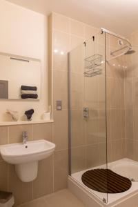 帕勒科姆狐狸与鹅酒店的带淋浴、水槽和卫生间的浴室