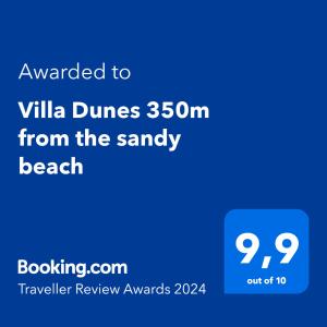 卡洛吉亚Villa Dunes 350m from the sandy beach的给别墅沙丘的手机短信的屏幕