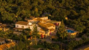比尼博纳Finca Can Beneit的享有带游泳池的房屋的空中景致