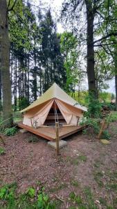 瓦尔斯罗德Glamping im 5 m Zelt auf dem Bauernhof的森林中间的大帐篷