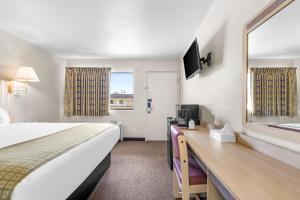 湖城Americas Best Value Inn - Lake City的配有一张大床和镜子的酒店客房