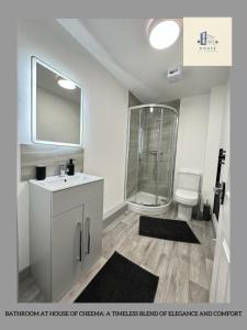 伊登Flat 501 Chic Apartment Living的带淋浴、盥洗盆和卫生间的浴室