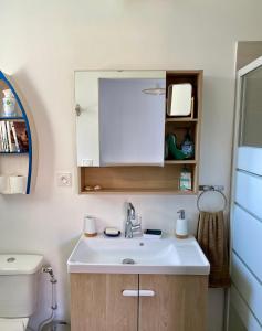 米米藏Chambre indépendante et paisible dans maison neuve的一间带水槽和卫生间的浴室
