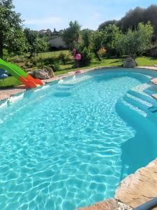 圣雅内Villa de 2 chambres avec piscine privee jardin clos et wifi a Saint Jeannet的一座大型游泳池,里面装有火烈鸟