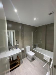 OchandianoApartamento Rústico的浴室配有卫生间、盥洗盆和浴缸。