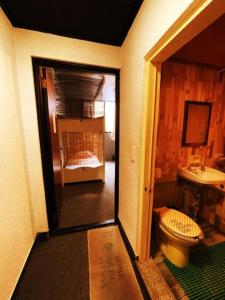 庆州度巴齐旅馆的一间带卫生间和水槽的浴室