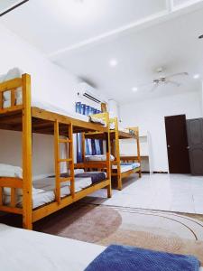 宿务Best Inn Lahug的带三张双层床和地毯的房间