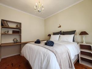 梅森堡Caradoc House的一间卧室配有一张大床和毛巾