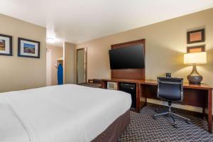 考蒂利亚科迪莉亚康福特茵酒店的酒店客房配有一张床和一张书桌及一台电视