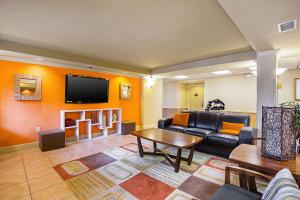 休斯顿NRG公园医疗中心优质套房酒店的带沙发和电视的客厅