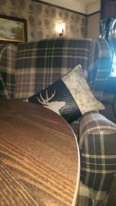 阿德罗森Lauriston Hotel的桌子旁沙发上的枕头